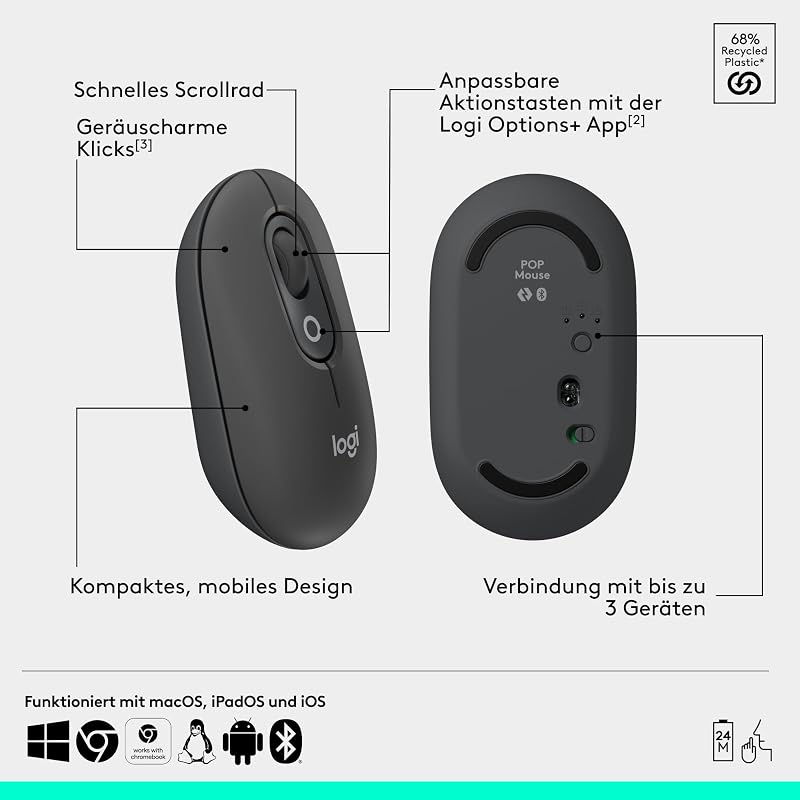 POP Mouse, kompakte und mobile kabellose Bluetooth-Maus