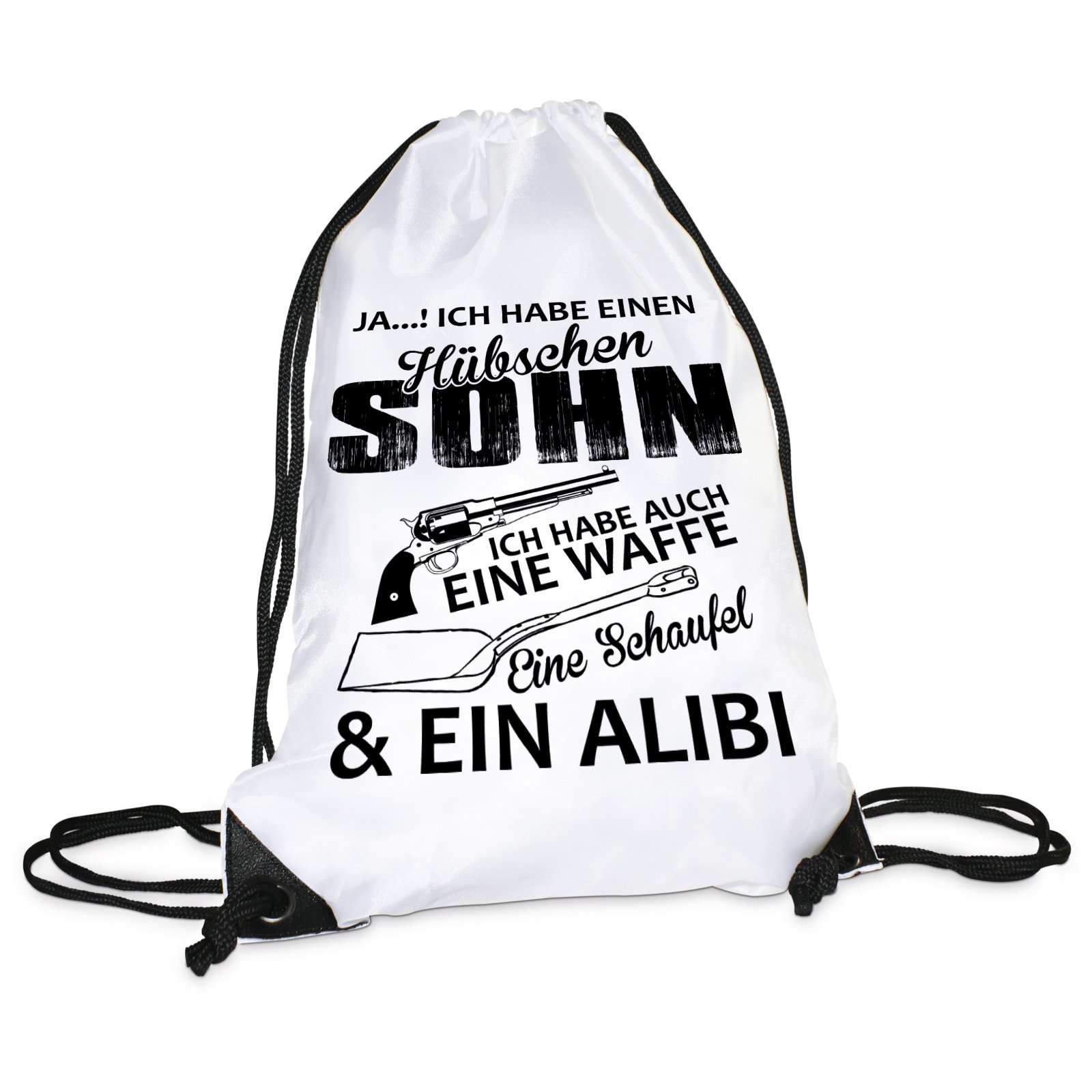 Lieblingsmensch Turnbeutel Modell: Hübscher Sohn Drawstring Bag, 45 cm, White (Weiß)