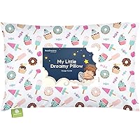 Toddler Pillow with Pillowcase - 13x18 My Little Dreamy Pillow, Organic Cotton Toddler Pillows for Sleeping, Kids Pillow, Tra