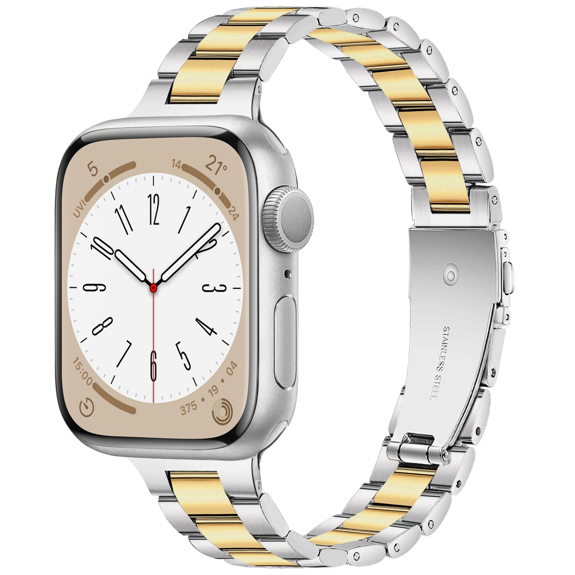 Vamyzji Slim Stainless Steel Strap Compatible with Apple Watch 44mm 46mm 45mm 49mm 42mm for Women/Men, Thin Metal Apple Watch Strap for SE SE2 SE3, iWatch Series 11 10 9 8 7 6 5 4 3 2 1,Ultra 3 2 1