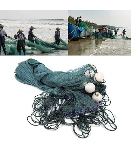 65FT Fishing Drag Net, Fishing Gill Nets Beach Seine Drag Nets, Fishing Equipment with Floats and Lead Sinkers, Fishing Equipment for Ponds, Creeks, Rivers : Sports & Outdoors