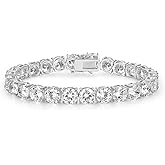 GEMSME 7.0MM Tennis Bracelet for Men Women,18K White/Yellow Gold Plated 7.0mm Round Cubic Zirconia Classic Tennis Bracelet