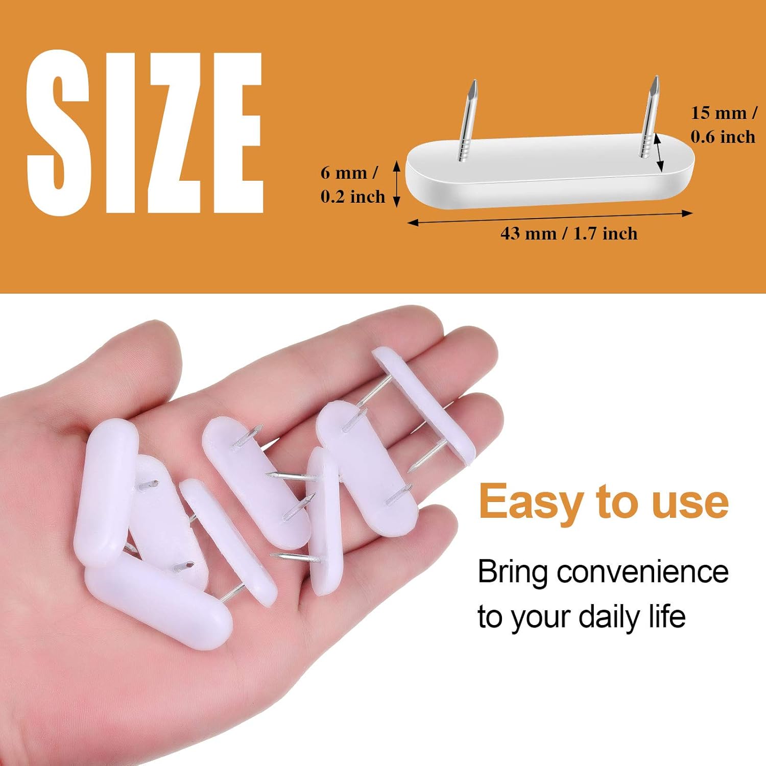 Bed Skirt Glide Pins Plastic Head Double Pins Furniture Chair Leg Pins White Glide Nails Holding Pins for Bedskirts and Slipcovers (100 Pieces): Kitchen & Dining