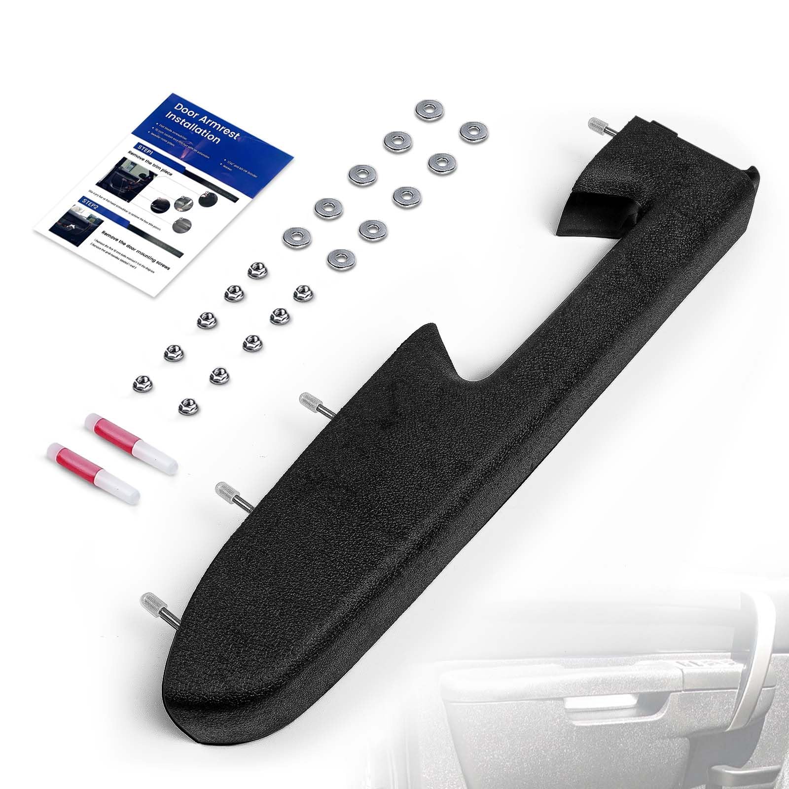 Photo 1 of 22818465 Front Left Driver Side Armrest Repair Kit Fit for Chevy Silverado 1500 2500HD 3500HD 2010-2014 For GMC Sierra 1500 2500 HD 3500 HD 2010-2014 Door Panel with Release Handle Below Armrest Black