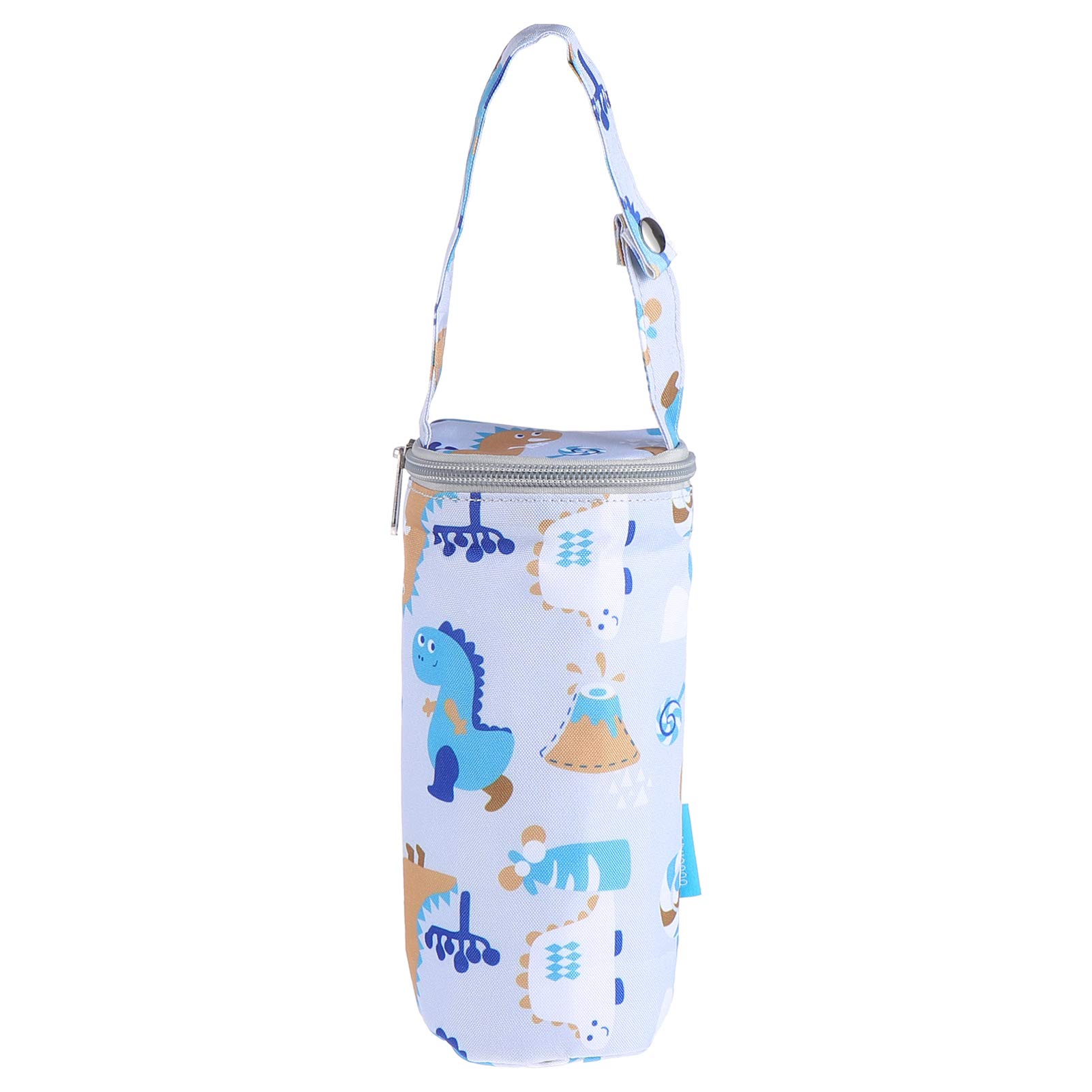 Grey Insulated Baby Bottle Warmer Bag - Portable Milk Bottle Pouch for Stroller or Diaper Bag, Oxford Cloth & Cotton, 7.1 X 3.1 X 0.4 Inches
