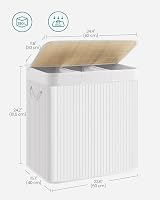 SONGMICS LCB091W01 150 L Laundry Basket with 3 Sorting Compartments Bamboo Lid view 2
