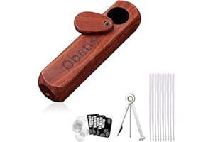 Obetis Rosewood Tobacco Pipe Gift Set - Handcrafted Wooden Pipe with Lid, Compact & Portable for Travel Use - Wood Pipe with Accessories for Men, Beginners & Outdoor Use