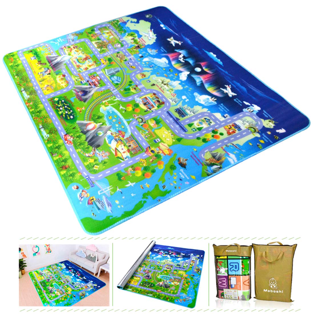 Seciie Tapis De Sol Mousse Epais Tapis De Jeu Bebe Tapis De Circuit De Voitures Dans La Ville Tapis Deveil Pour Bebe Enfant 0 X 180 X 0 5cm Ameublement Et Decoration Decoration