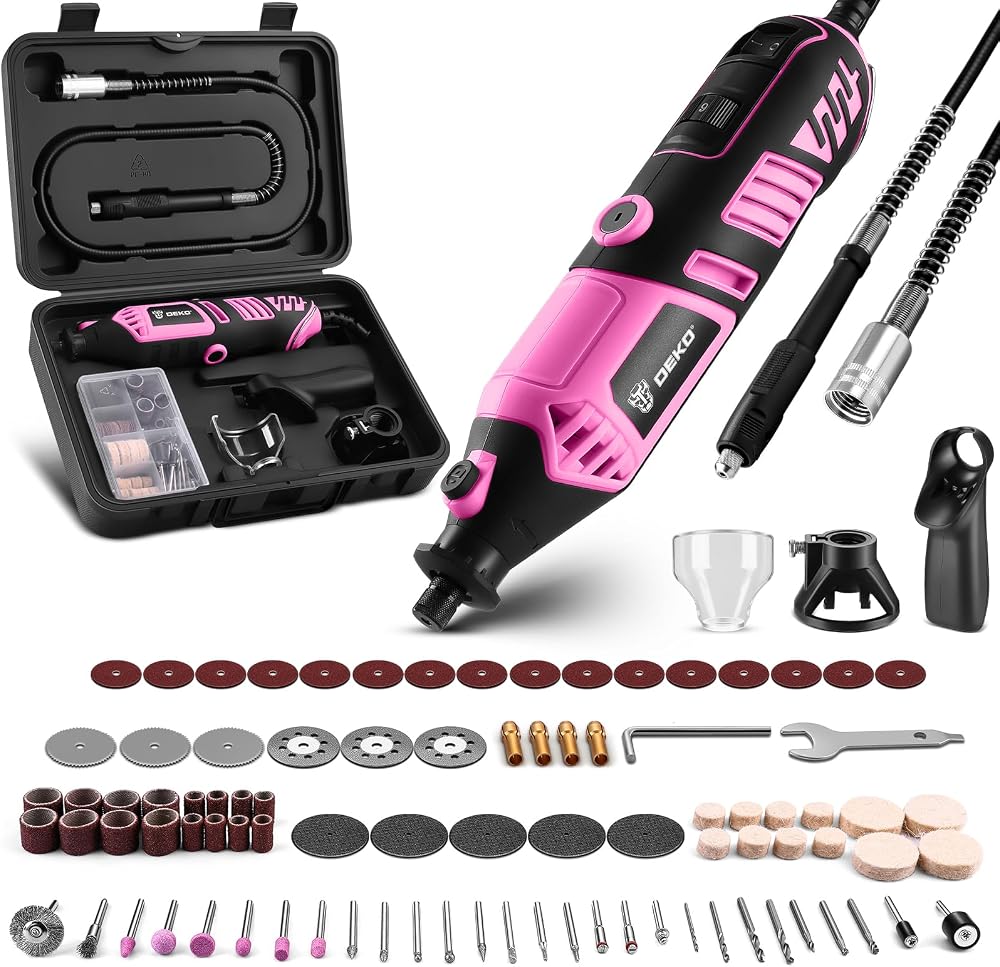 DEKOPRO Power Rotary Tool Kit 170W 220V 126pc Pink Multi DIY Set