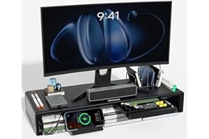 OIMASTER OImatser Monitor Riser 3.0 USB HUB, Foldable Computer Stand with Type-C Port, Adjustable Length and Storage Drawer & Pen Slot, Phone Stand