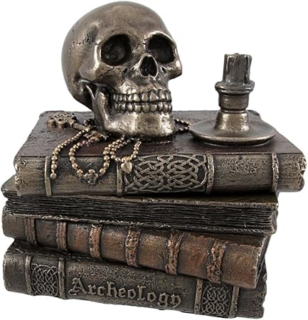 Bronce Wizard s Study caja con forma de libros y Calavera Stash Box: Amazon.es: Hogar