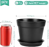 T4U 17cm Plastic Plant Pots 6-Pack with Saucers Black view 6