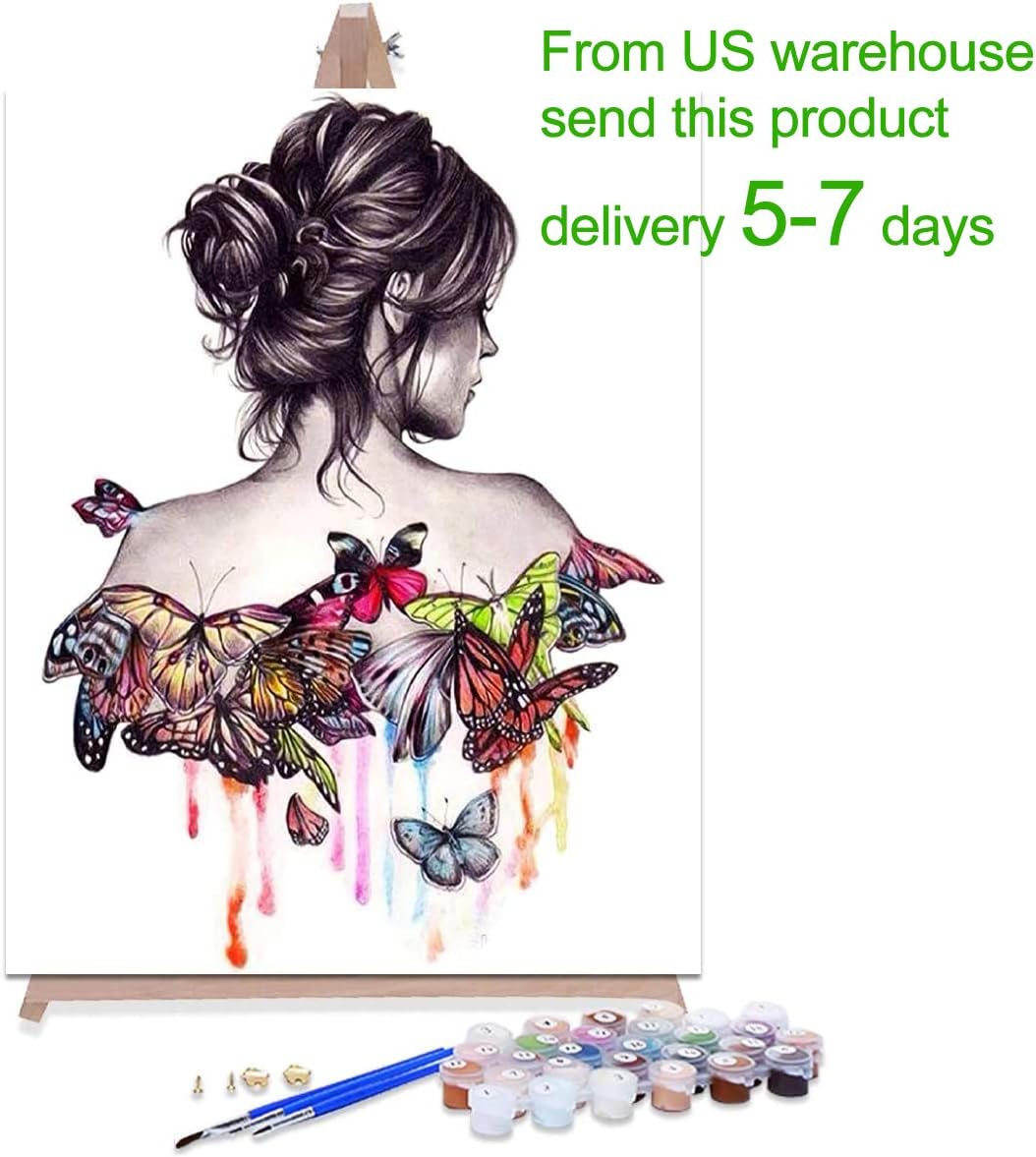 AOLIGE DIY Plaid Oil Paint by Numbers for Adults Acrylic Canvas Framed and Easel 16” x 20”