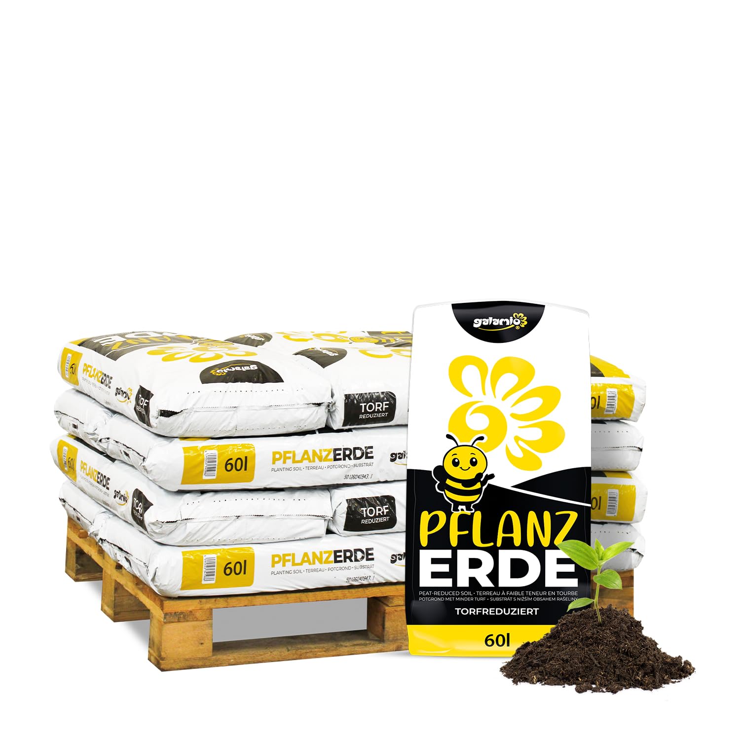 GALAMIO Pflanzerde 720L (12 x 60L), torfreduziert, mit Dünger, ideal für Sträucher, Bäume oder Zierpflanzen