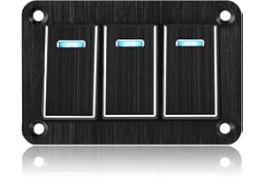 GGTA 3 Gang Rocker Switch Panel Waterproof，12v-24v Aluminum Waterproof Boat Marine Toggle On/Off Switch for Car Pickup Rv SUV Uvt ATV Motorcycle(Black)
