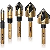 NEIKO 10218A Countersink Drill Bit Set for Wood and Metal, 1/4&rdquo; Tri-Flat Shank, 5 Piece Countersink Bits, M2 High Speed Steel