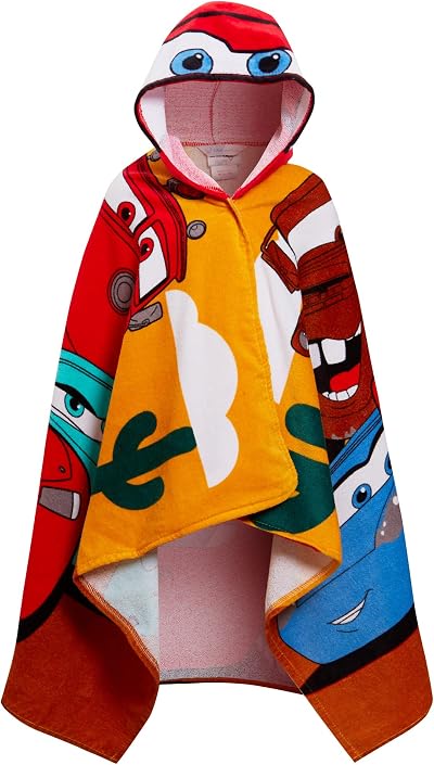 Disney Cars Hooded Towel 100% Cotton Kids Poncho Beach Bath Wrap
