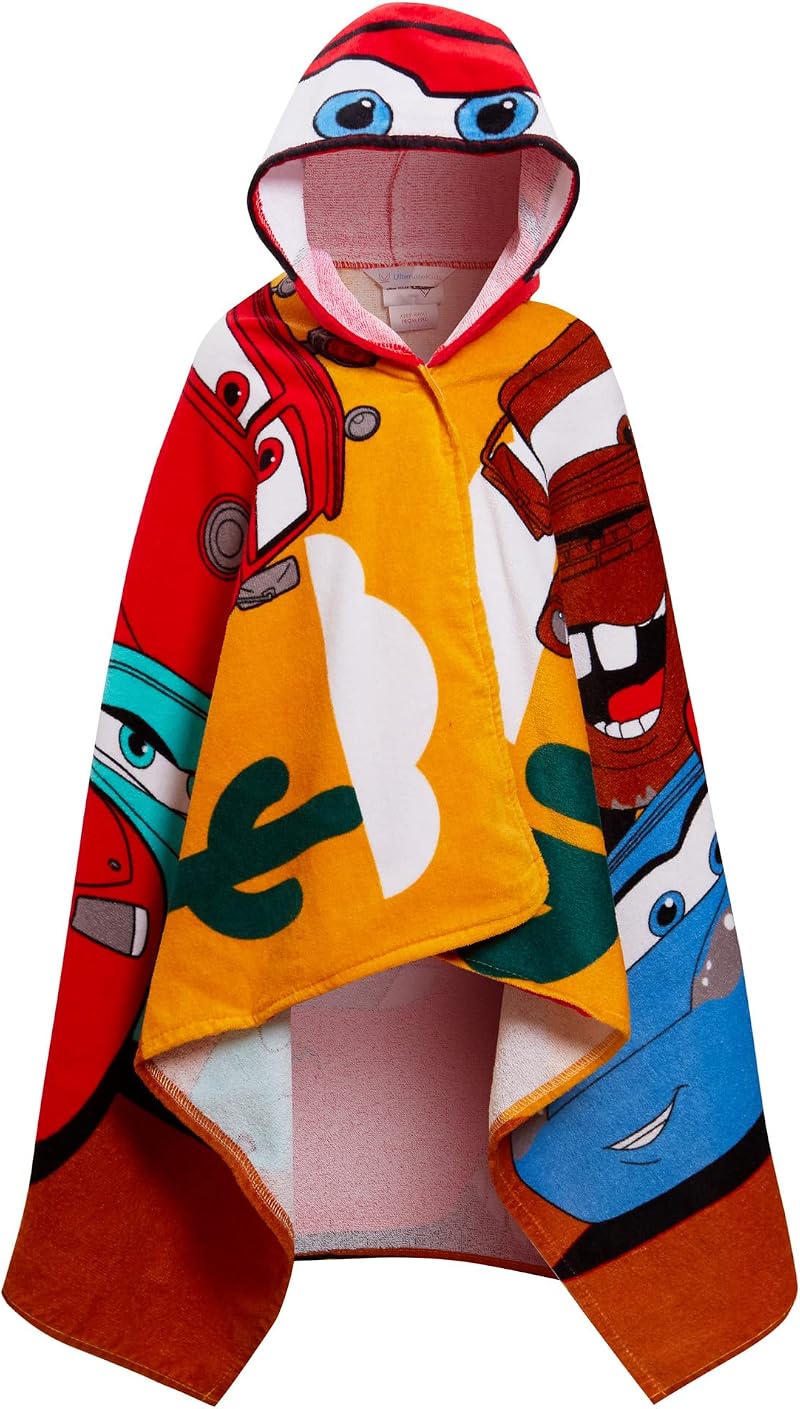 Disney Cars Hooded Towel 100% Cotton Kids Poncho Beach Bath Wrap