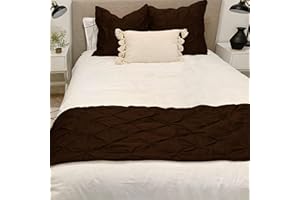 KBC linen Bed Runner Set 100% Cotton 800 Thread Count 5 Piece Pinch Pleated Bed Runner Set, Decorative Bed Scarf, 1 Pinch Pleated Bed Runner and 4 Pillow Shams, California King Size Chocolate