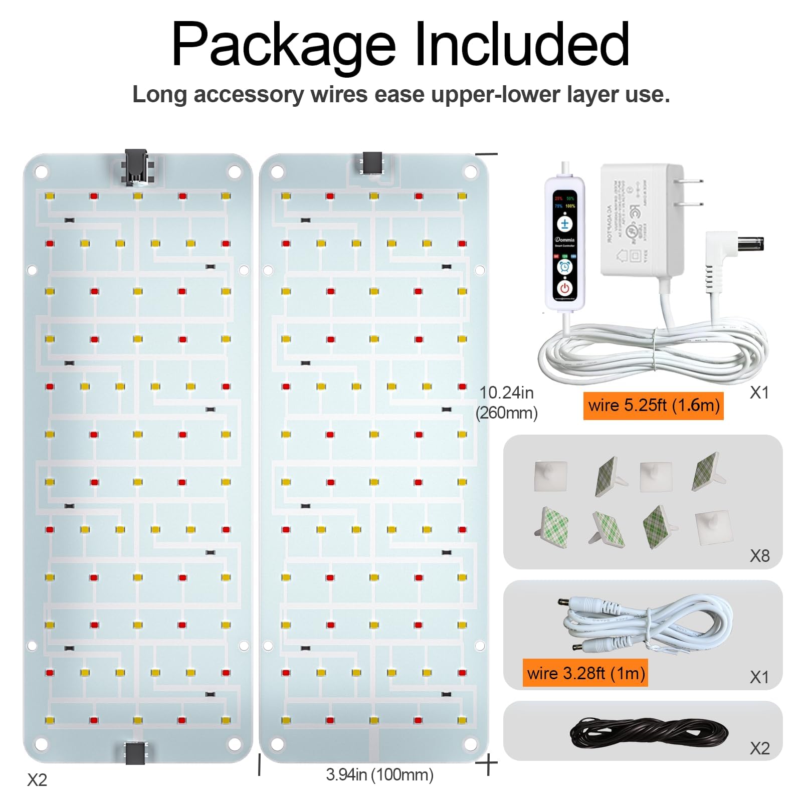 DOMMIA Grow Light, 20W Ultra-Thin Panel Grow Lights for Indoor Plants, High PPFD Full Spectrum, Dimmable, 6/12/16H Timer Auto on/Off, Suitable for Indoor Growing, Warm White 1-Pack