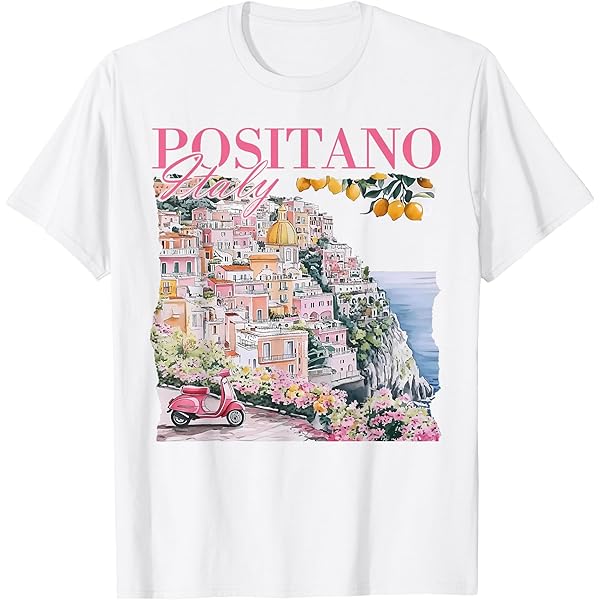 T-shirt Bella La Vita - Impression Côte Amalfitaine, Citrons, Cocktail - Homme/Femme, Coton, Coupe Classique - 11