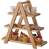 3 Tier Serving Tray, Cupcake Stand,Party Serving Decorative Tray Decor with 3 Bamboo Serving Platters for Fruit Dessert Presentation (Natural)