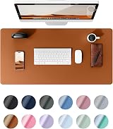YSAGi Leather Desk Mat Large 60x35 cm Non-Slip Waterproof Brown