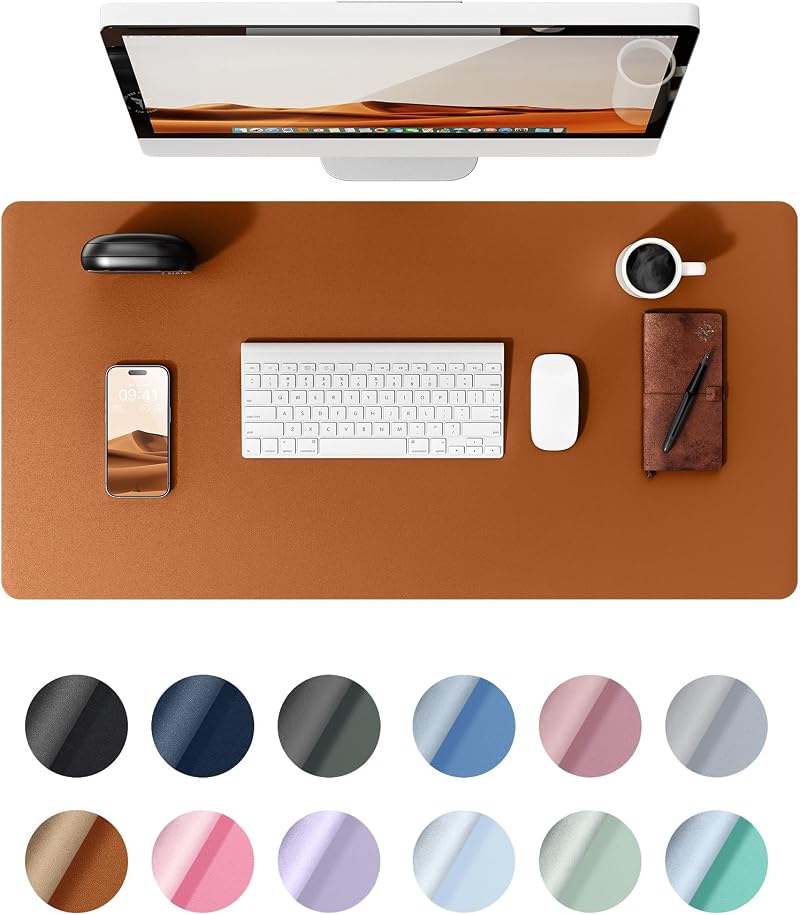 YSAGi Leather Desk Mat Large 60x35 cm Non-Slip Waterproof Brown
