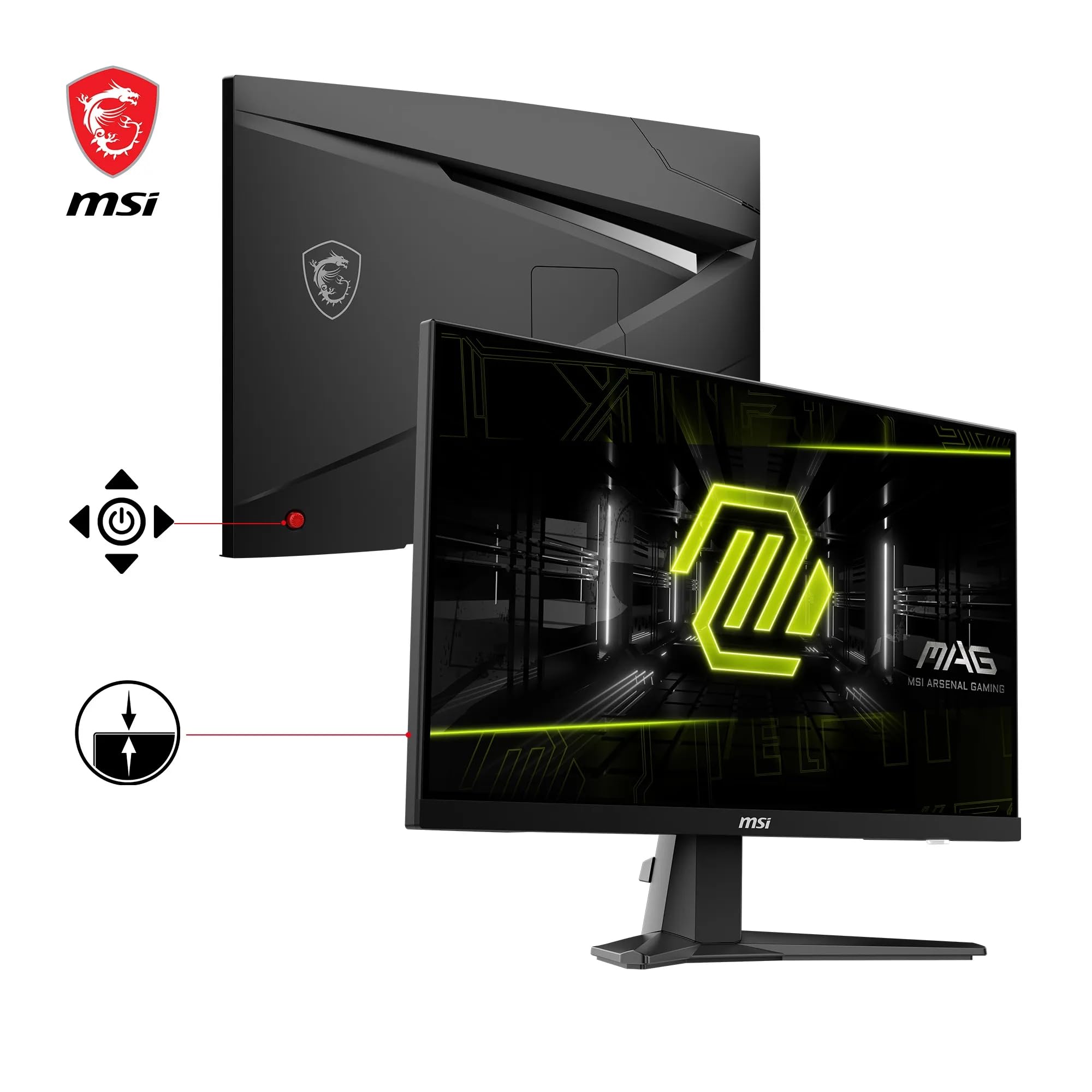 MSI MAG 256F 24,5 Zoll FHD Gaming Monitor - 1920 x 1080 Rapid IPS Panel, 180 Hz / 1ms GtG, 127% sRGB, Frameless Design, HDR Ready - DisplayPort 1.2a, HDMI 2.0b CEC