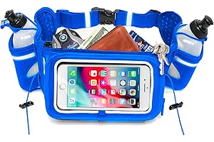 No.1 Hydration Belt by Runtasty - Premium Running Fuel Belt w/2 BPA-Free 10 oz Water Bottles, Tilt-Up Pocket w/Touchscreen-Ready Cover - Fits All iPhones, Runners Ebook & No-Bounce Design