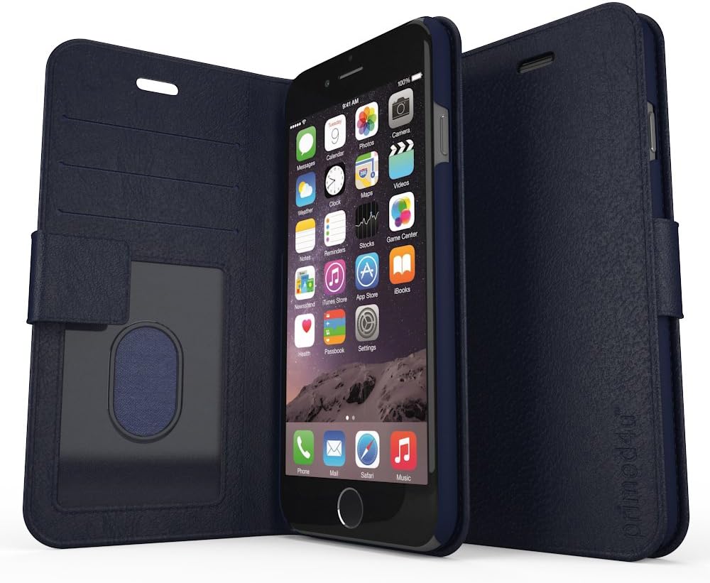 iPhone 6 Wallet Case [Premier Leather Series] Flip Case with Card Holder with Primed4U [for iPhone 6 4.7 inch NOT for 6+, Genuine Navy Blue]