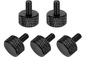 MECCANIXITY 5 Pcs M4x8mm Flat Head Knurled Thumb Screws, Solid Aluminum Alloy Fully Threaded Thumbscrew Bolts Fasteners for P