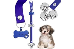 KEXIAVA Leather Dog Doorbell, Dog Bells with Pet Tag Puppy Training Bell for Door Training Bells for Dogs to Ring to Go Outside Bell for Dogs to Ring to Go Potty (Navy Blue, Bone Tags)