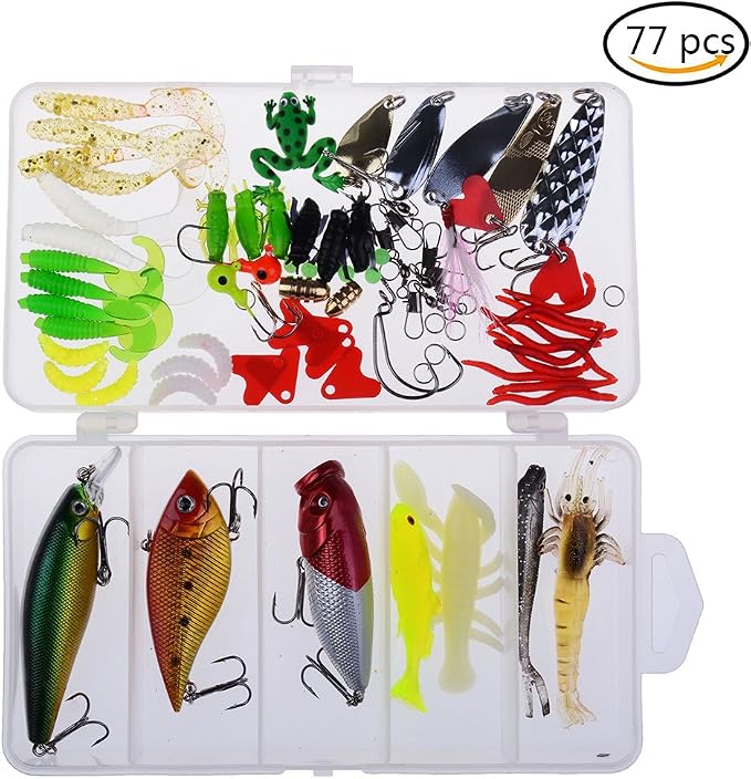 68 Teile Angelkder Set Mit Blinkern, Gummifischen & Kderbox - Perfekt Fr  Barsch & Co. Kder Fr S- & Salzwasser