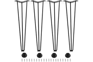 HOOSHEE 20 Inch Hairpin Furniture Legs(Set of 4),Hairpin Table Legs,Table Legs,DIY Projects for TV Stand, Cabinet, Coffee Table, Desk etc with Rubber Floor Protectors Black 4PCS