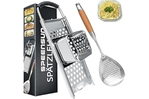 Spaetzle Maker,Stainless Steel Spaetzle Press with Comfort Grip Handle-Spider Strainer Skimmer Spoon,Homemade Traditional Ger