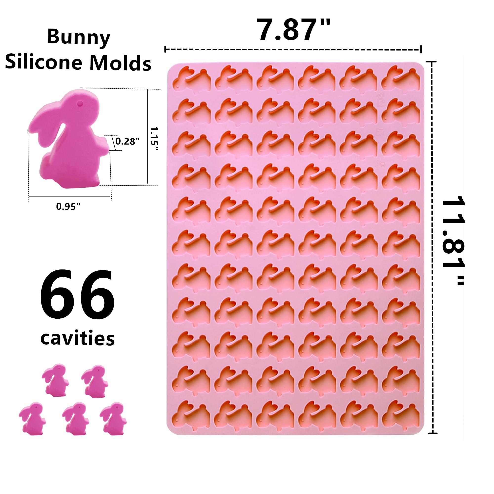 Tadonyny Bunny Silicone Molds for Candy Gummy Chocolate, Easter Molds, Rabbit Silicone Mold with Scraper (bunny)