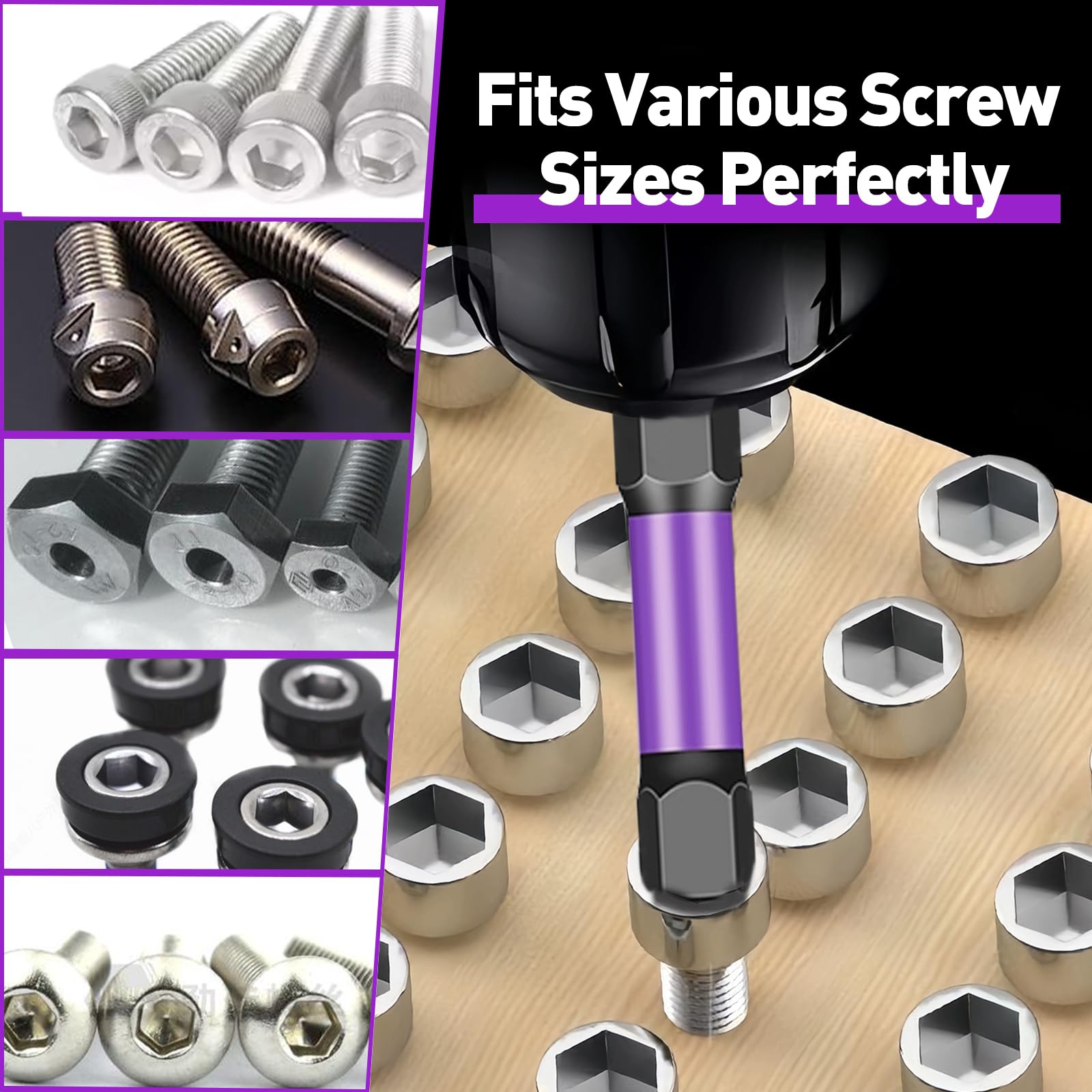 20 Stück Sechskant Bit Set (Metrisch & Kaiserlich),S2 Stahl Magnetische, Magnetische CNC-Spitzen, Hex Sechskant Schraubendreher 50mm Lang, 1/4" Hex Bits Set für Akkuschrauber mit Aufbewahrungsbox 6
