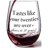30th Birthday Gifts for Women Men - Engraved Crystal 30th Birthday Wine Glass - 30th Birthday Decorations for Him Her - Funny 30 Year Old Bday Gifts Idea for Wife Husband Friend Daughter Sister