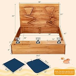 HONEY JOY Sandbox with Sand Wall, Cedar Bottomless