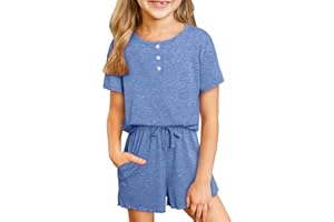 blibean Girls Summer Outfit 2024 Pockets Two Piece Shorts Set Size 4-13 Years