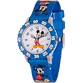 Disney Mickey Mouse Watch for Kids 3–7 with Classic Character Dial – Gift for Boys Who Love Mickey Mouse – Easy-Read Face, Blue Bezel, and Blue Nylon Strap - Buy and GET 1 Free Mystery Watch