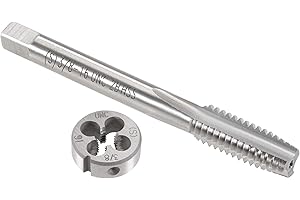 uxcell 3/8"-16 UNC Tap and Die Set, HSS Machine Thread Tap with Round Threading Die, Right Hand
