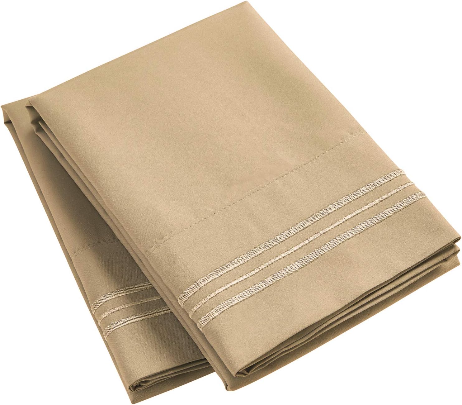Mellanni Luxury Pillowcase Set - Brushed Microfiber 1800 Bedding - Wrinkle, Fade, Stain Resistant - Hypoallergenic (Set of 2 Standard Size, Beige): Home & Kitchen