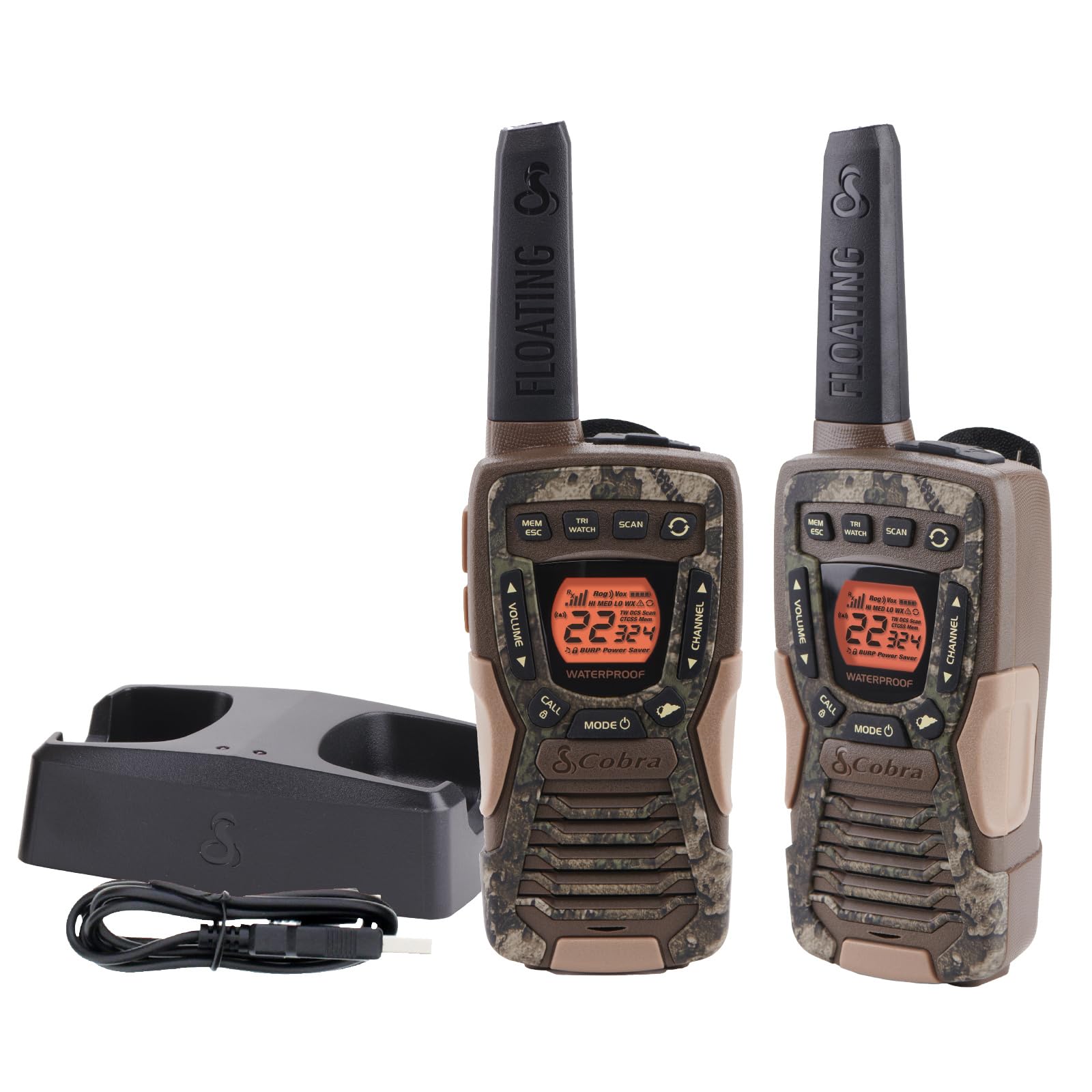 Photo 1 of Cobra ACXT1035R FLT Waterproof Walkie Talkies - Rechargeable, Floats, 22 Channels, Long Range 37-Mile Two-Way Radio Set (2-Pack)