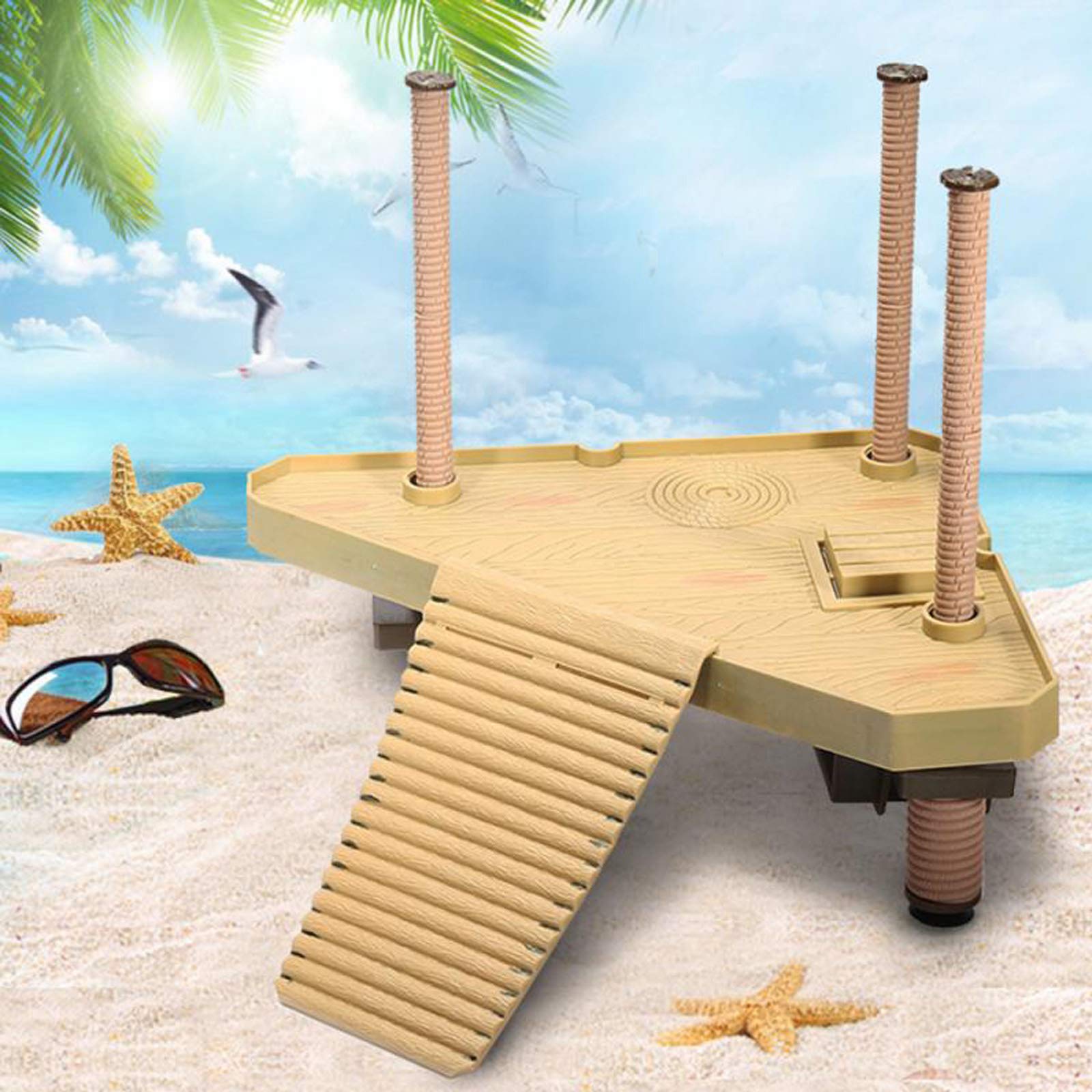 RoseFlower Turtles Basking Platform Floating Turtle Reptile Climbing Pier and Basking Platform Aquarium Tortoise Salamander Pier Fish Tank Accessories for Turtles, Frogs, Newts and Salamanders -M
