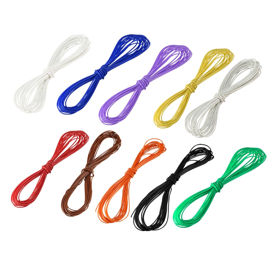 sourcing map 10 Pcs 30 Gauge Wrapping Wire Tin Plated Copper Wire PCB Wires Cable P/N DM-30-1000 30 AWG 3 Meters Length for Electronic Test