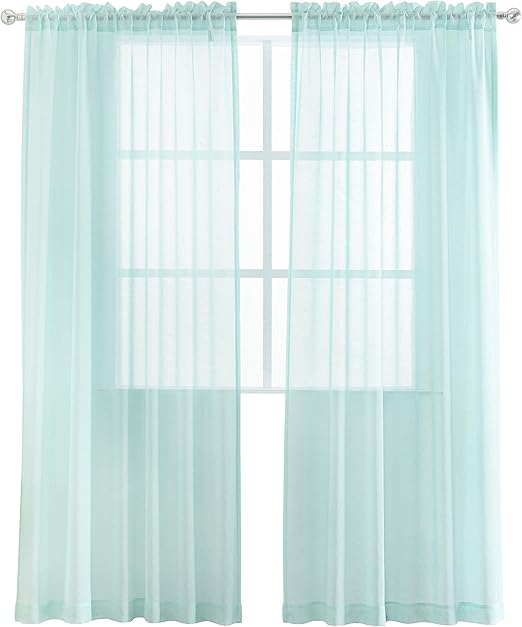 Amazon Com Floweroom Rod Pocket Sheer Curtains Faux Linen Voile