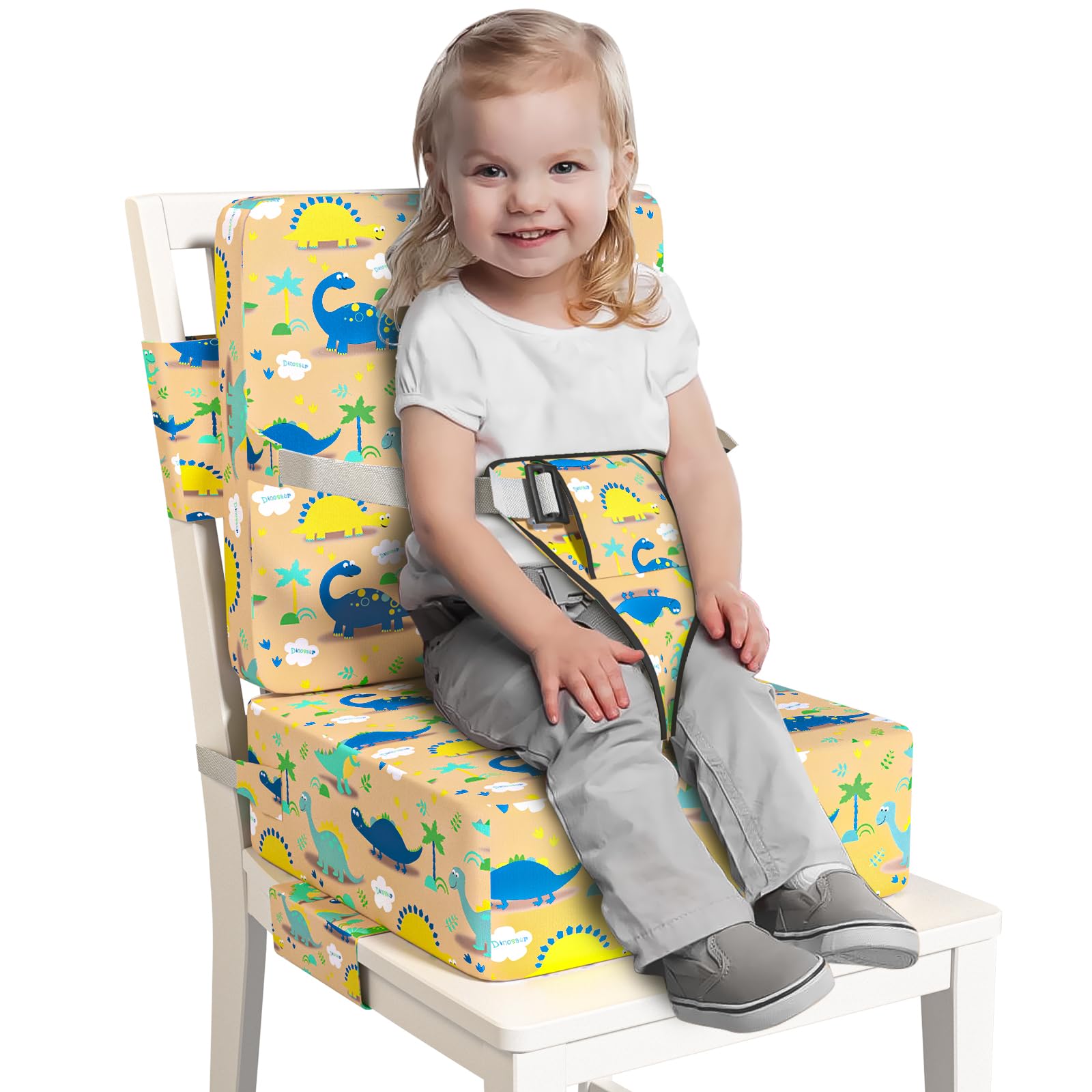 Photo 1 of Booster Seat for Dining Table, Toddler Booster Seat for Dining Table with Safety Buckles, Anti-Scratch Easy Cleaning Kids Toddler Booster Seat for Table