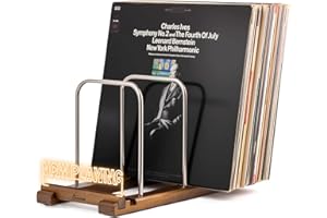 Onmiwod Vinyl Record Holder for 75 LPs, Light Up Now Playing Vinyl Record Stand, Wooden Album Storage Organizer, Album Holders for Records Display, Accessories Gifts for Music Lovers